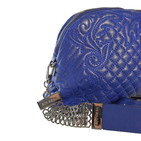 Gianni Versace Vanitas Quilted Leather Shoulder Bag in Electric Blue - Picture 13 of 16